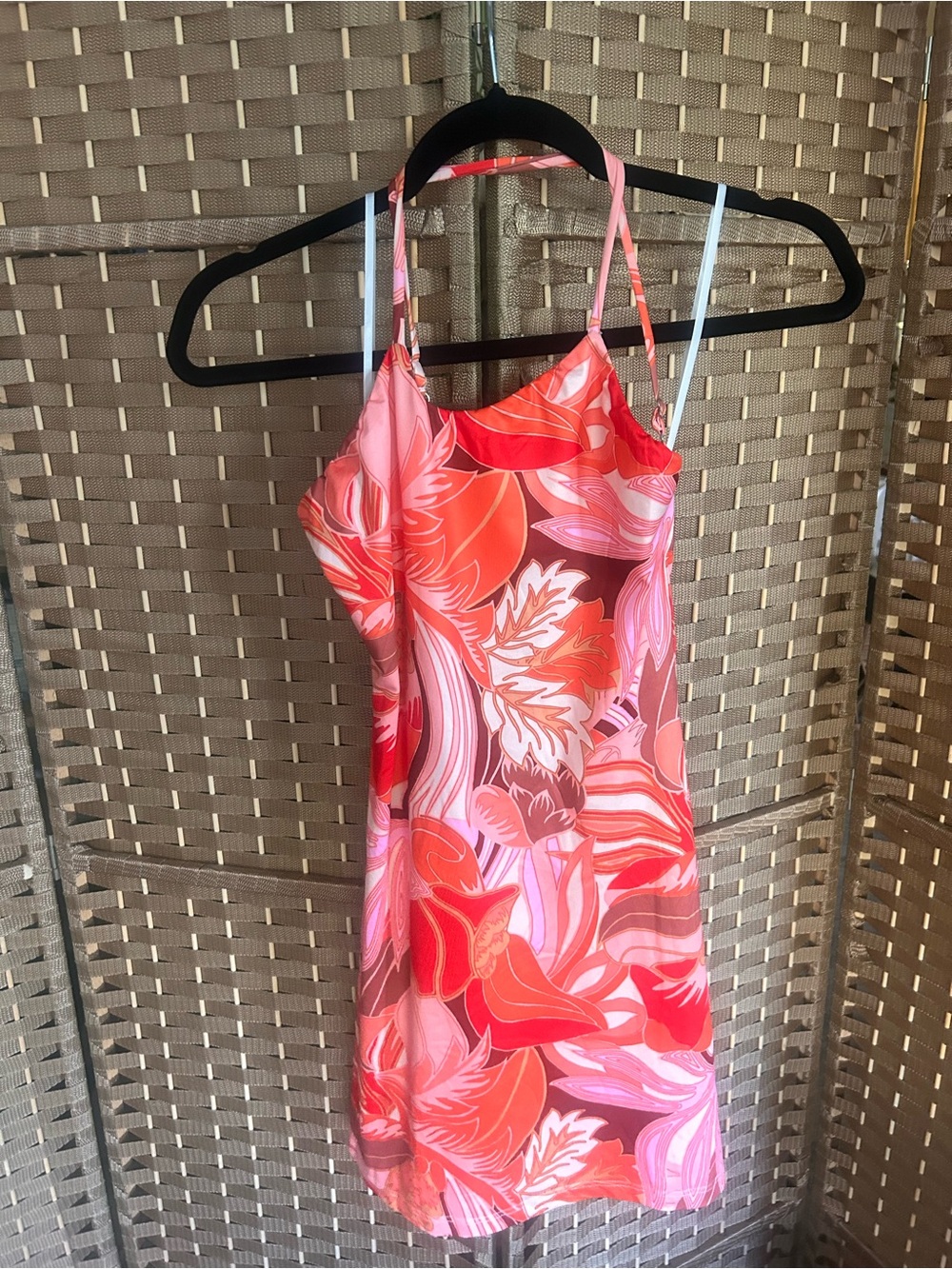 Floral Pink & Red Slip Mini Dress